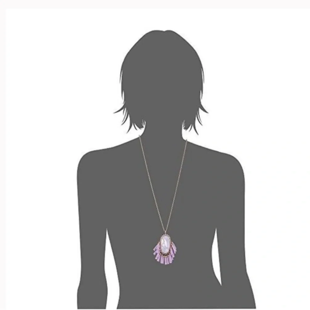Kendra Scott Betsy Necklace Rose Gold Lilac Mother-of-Pearl NWT- neverworn - Picture 9 of 11